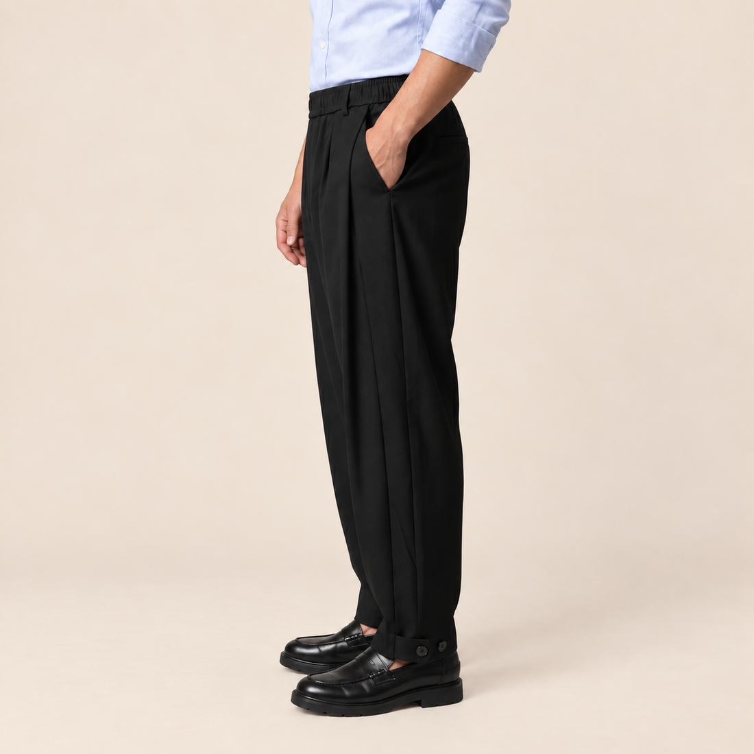 Men's Relaxed Drawstring Tapered Trousers