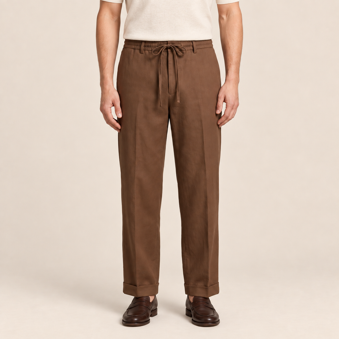 Men's Relaxed Drawstring Tapered Trousers