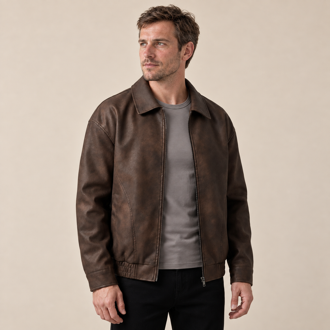 Men's Relaxed Fit Collar Jacket