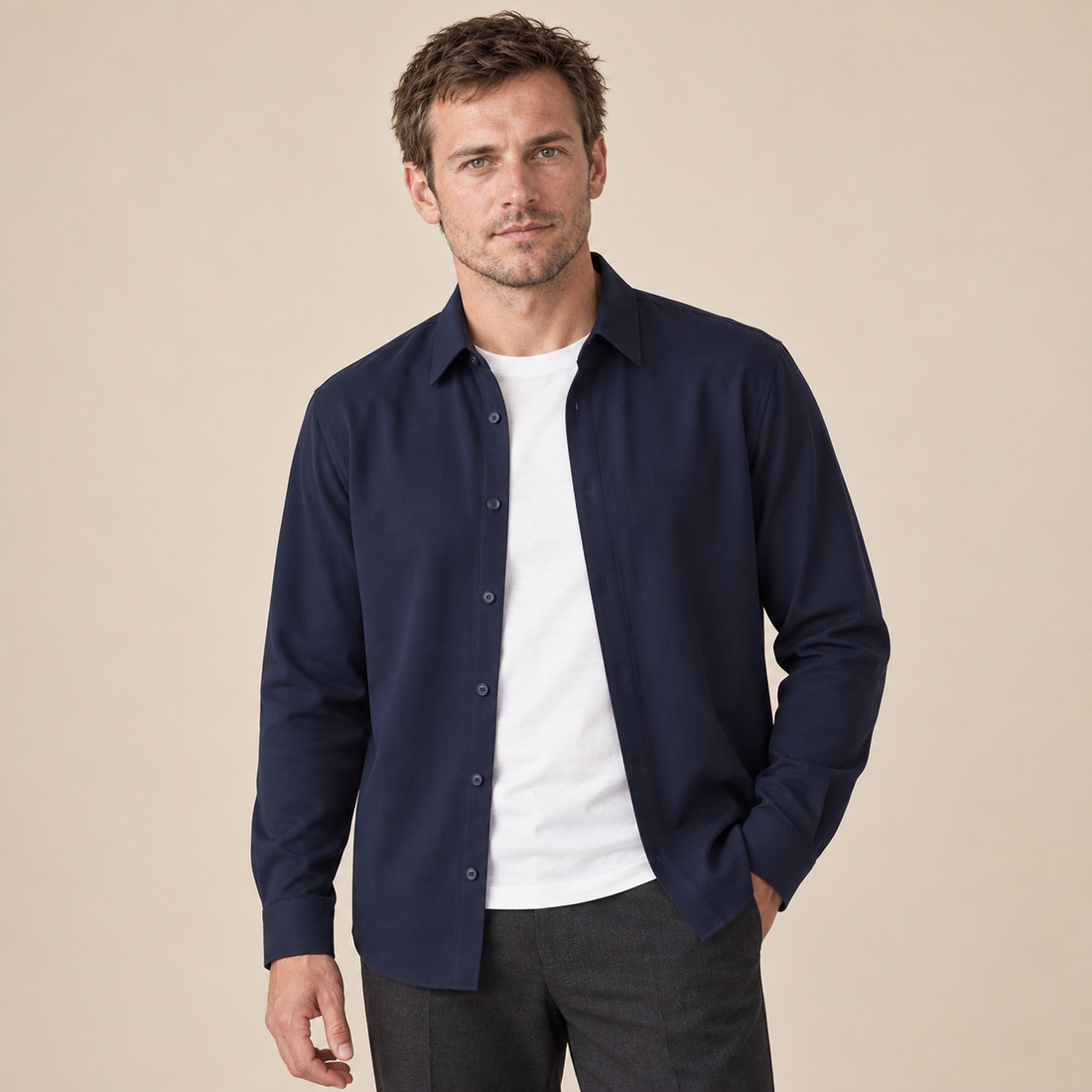 Men's Relaxed Viscose Autumn Overshirt