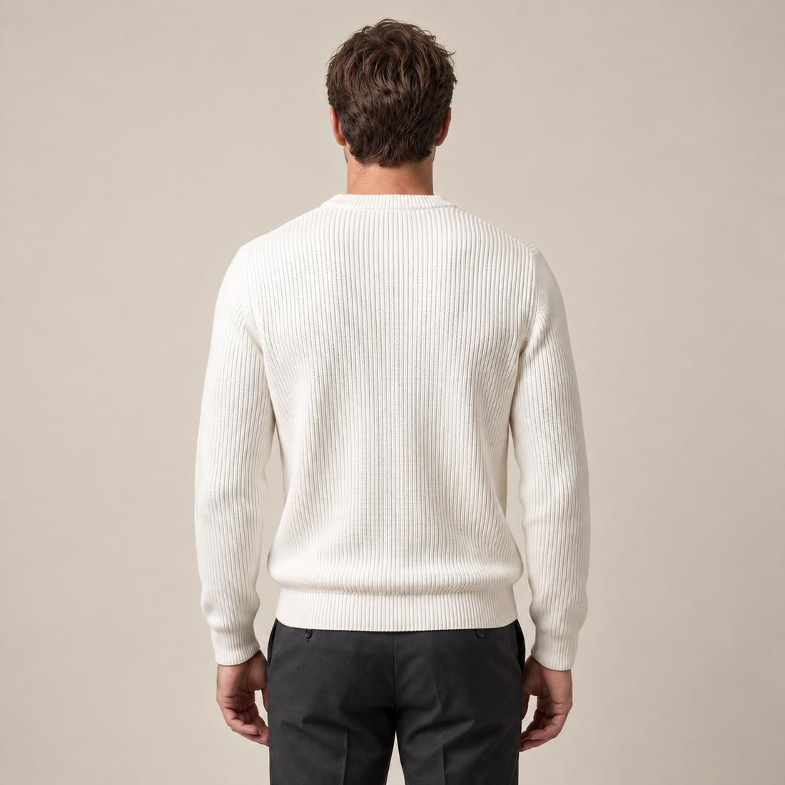 Men's Ribbed Crew Neck Cotton Sweater