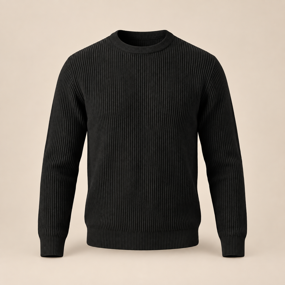 Men's Ribbed Crew Neck Cotton Sweater