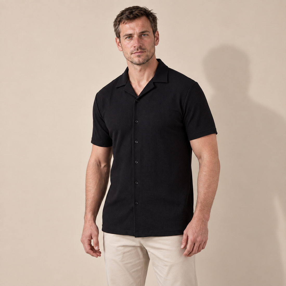 Men's Ribbed Cuban Collar Shirt