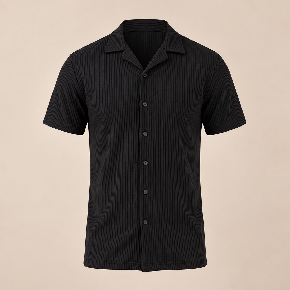 Men's Ribbed Cuban Collar Shirt