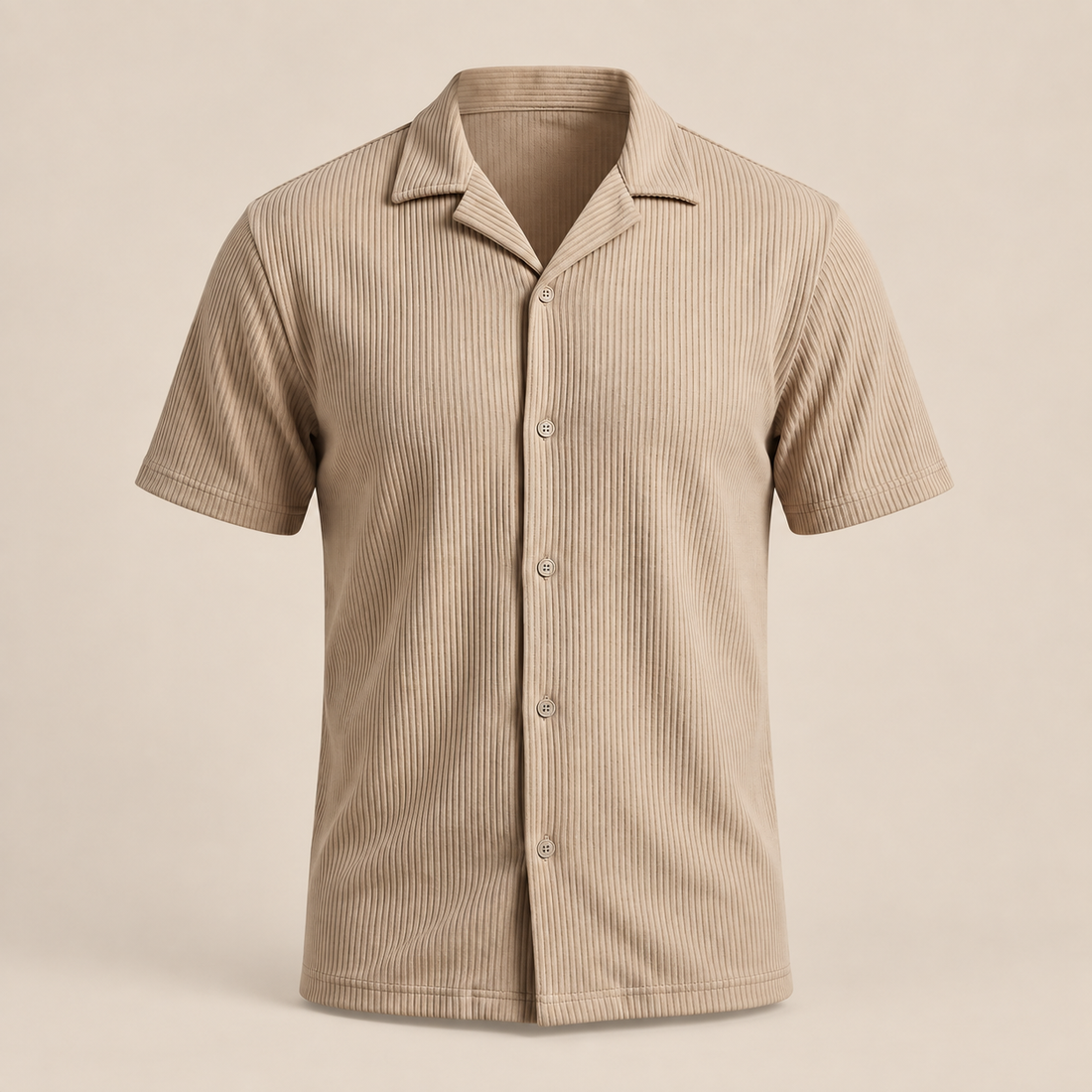 Men's Ribbed Cuban Collar Shirt