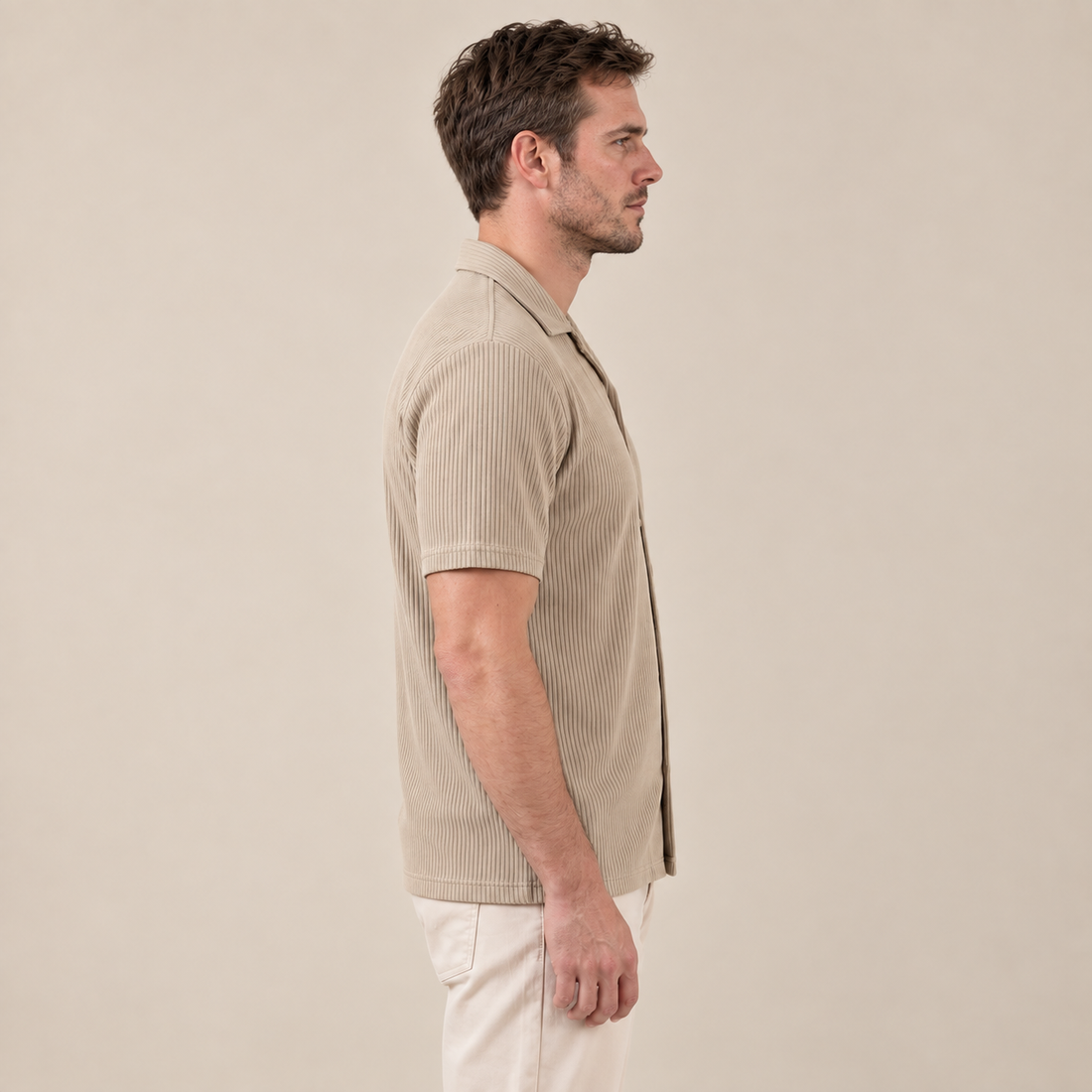 Men's Ribbed Cuban Collar Shirt