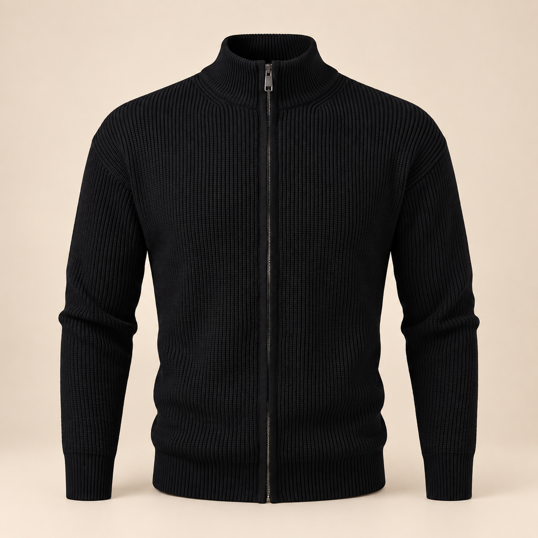 Men's Ribbed Full-Zip Knit Cardigan