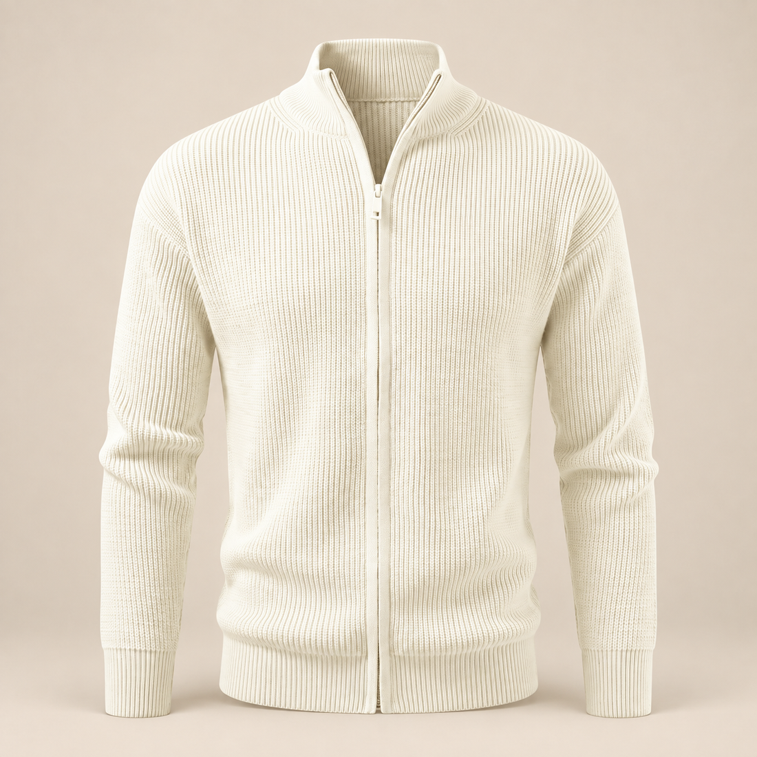 Men's Ribbed Full-Zip Knit Cardigan