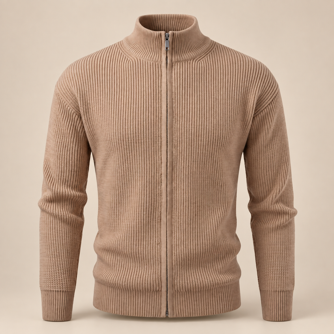 Men's Ribbed Full-Zip Knit Cardigan