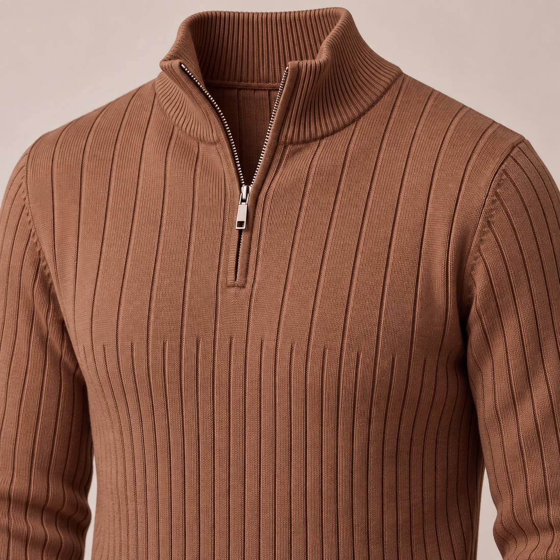 Men's Ribbed Half-Zip Cotton Sweater