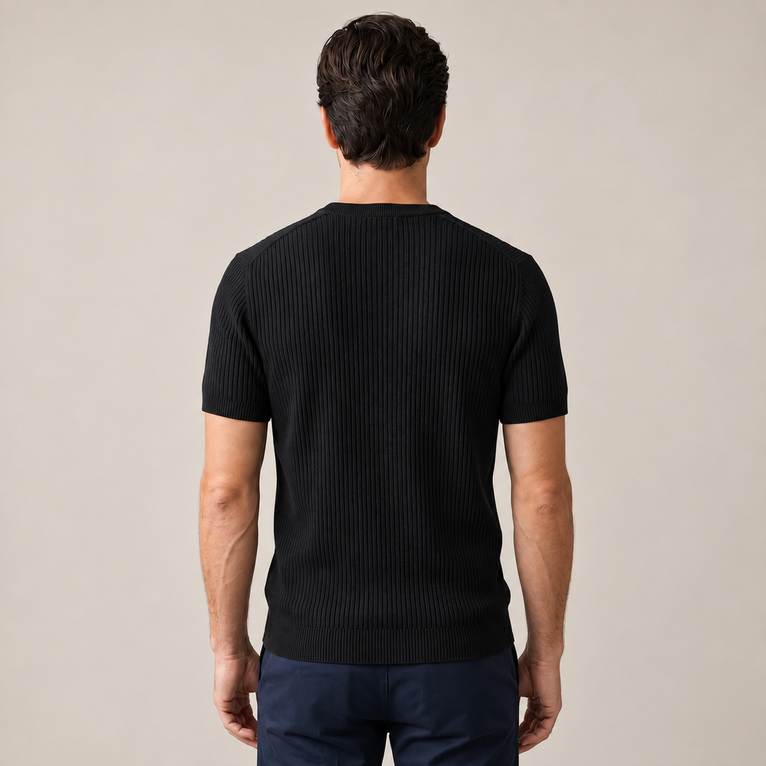 Men's Ribbed Knit Crew Neck T-Shirt