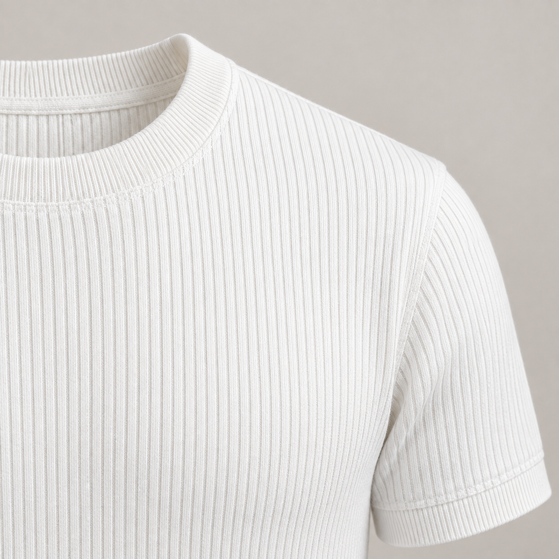 Men's Ribbed Knit Crew Neck T-Shirt