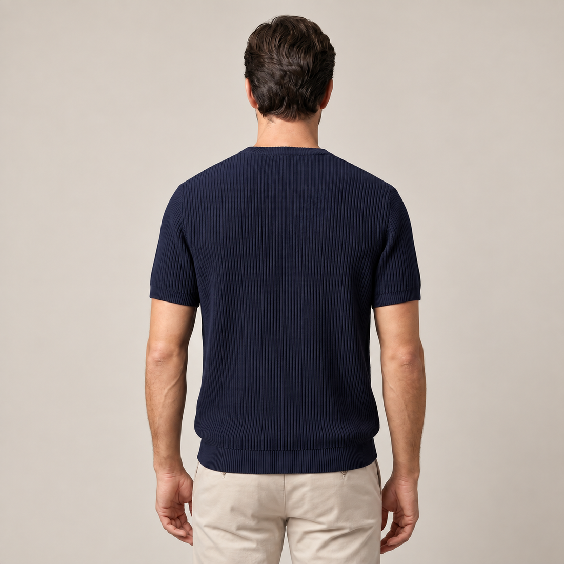 Men's Ribbed Knit Crew Neck T-Shirt