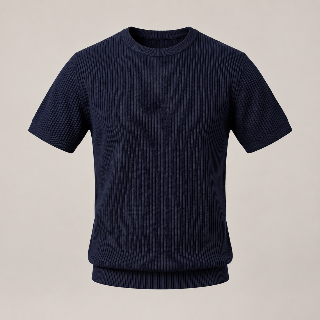 Men's Ribbed Knit Crew Neck T-Shirt