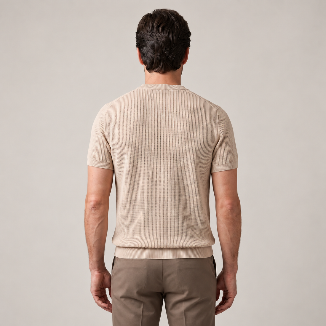 Men's Ribbed Knit Crew Neck T-Shirt