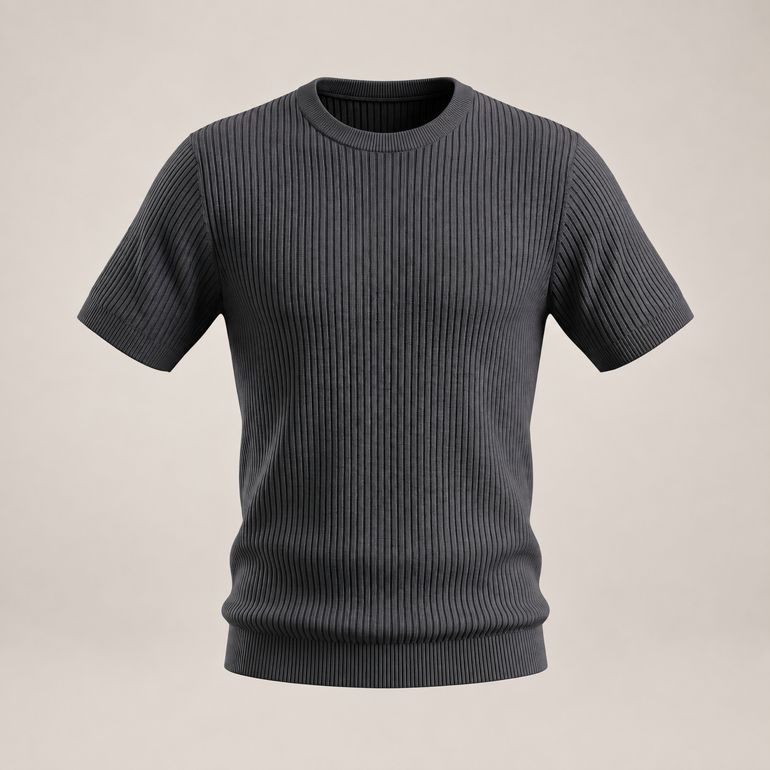 Men's Ribbed Knit Crew Neck T-Shirt