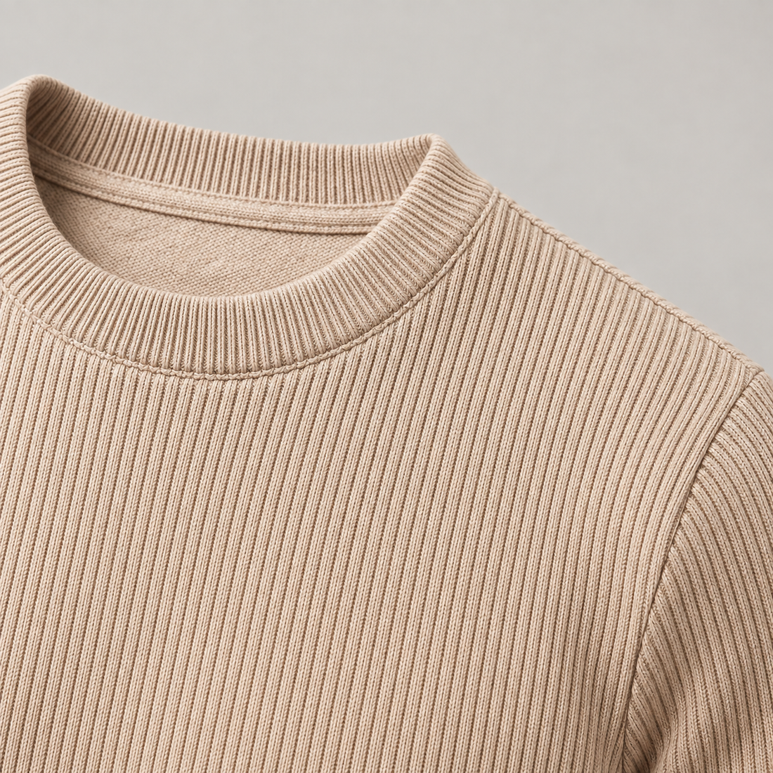 Men's Ribbed Knit Crew Neck T-Shirt