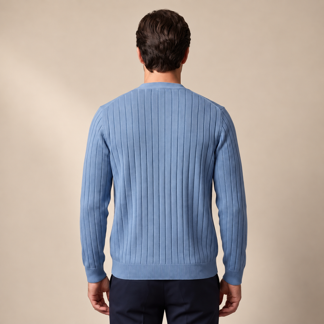 Men's Ribbed Knit V-Neck Cardigan