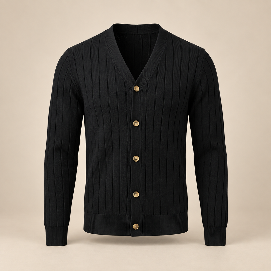 Men's Ribbed Knit V-Neck Cardigan