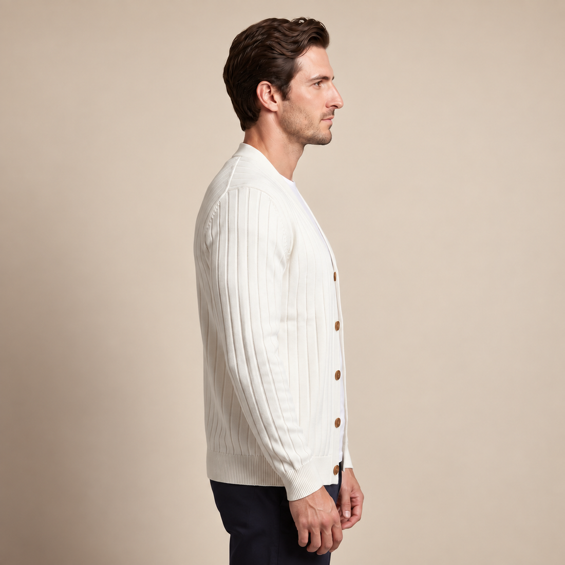 Men's Ribbed Knit V-Neck Cardigan