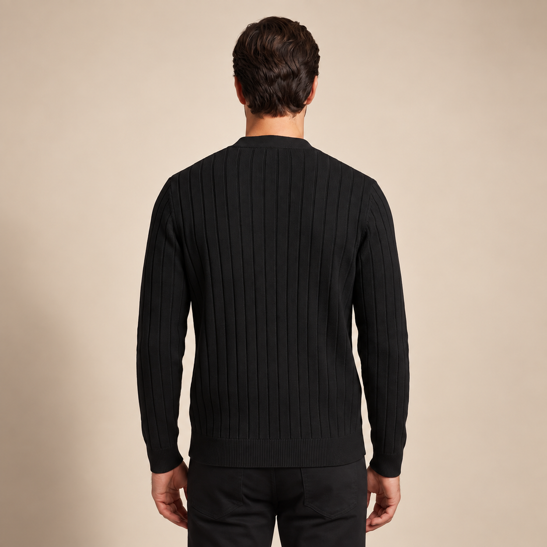 Men's Ribbed Knit V-Neck Cardigan