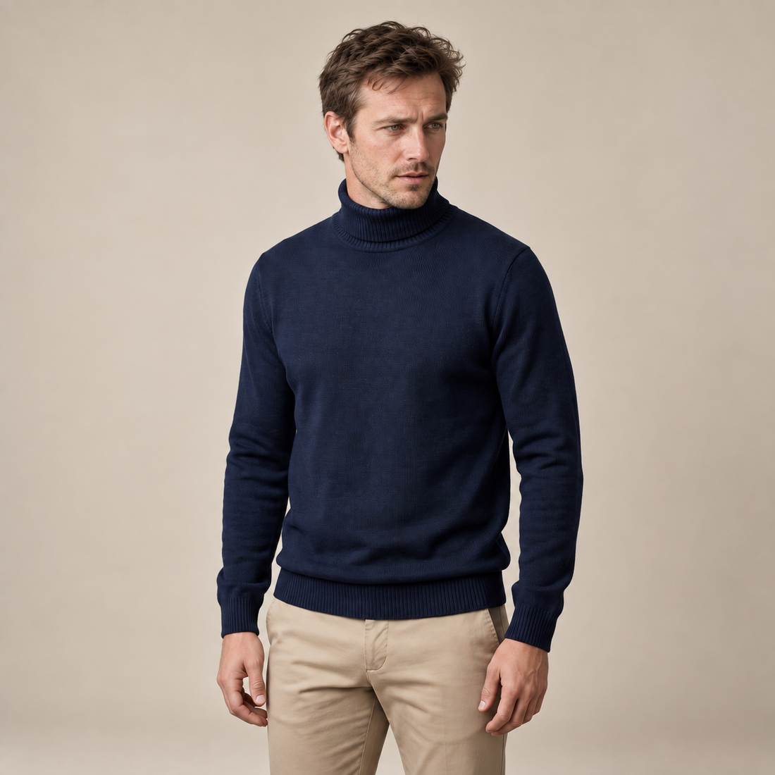 Men's Ribbed Turtleneck Sweater