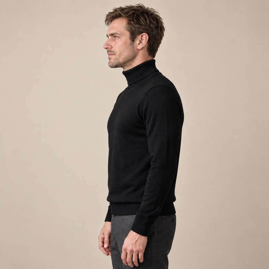 Men's Ribbed Turtleneck Sweater