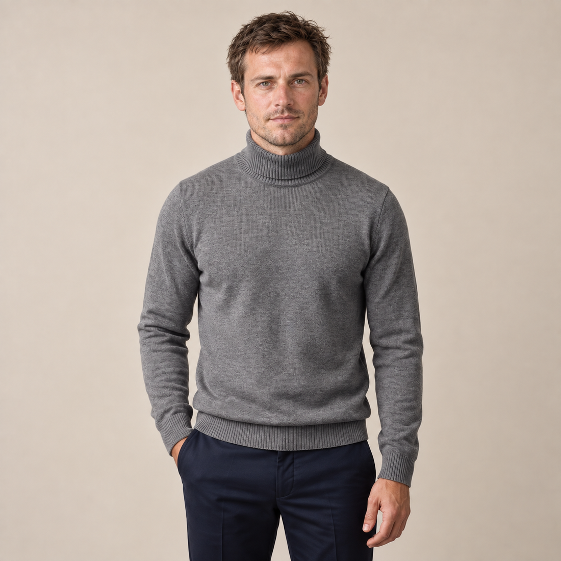 Men's Ribbed Turtleneck Sweater