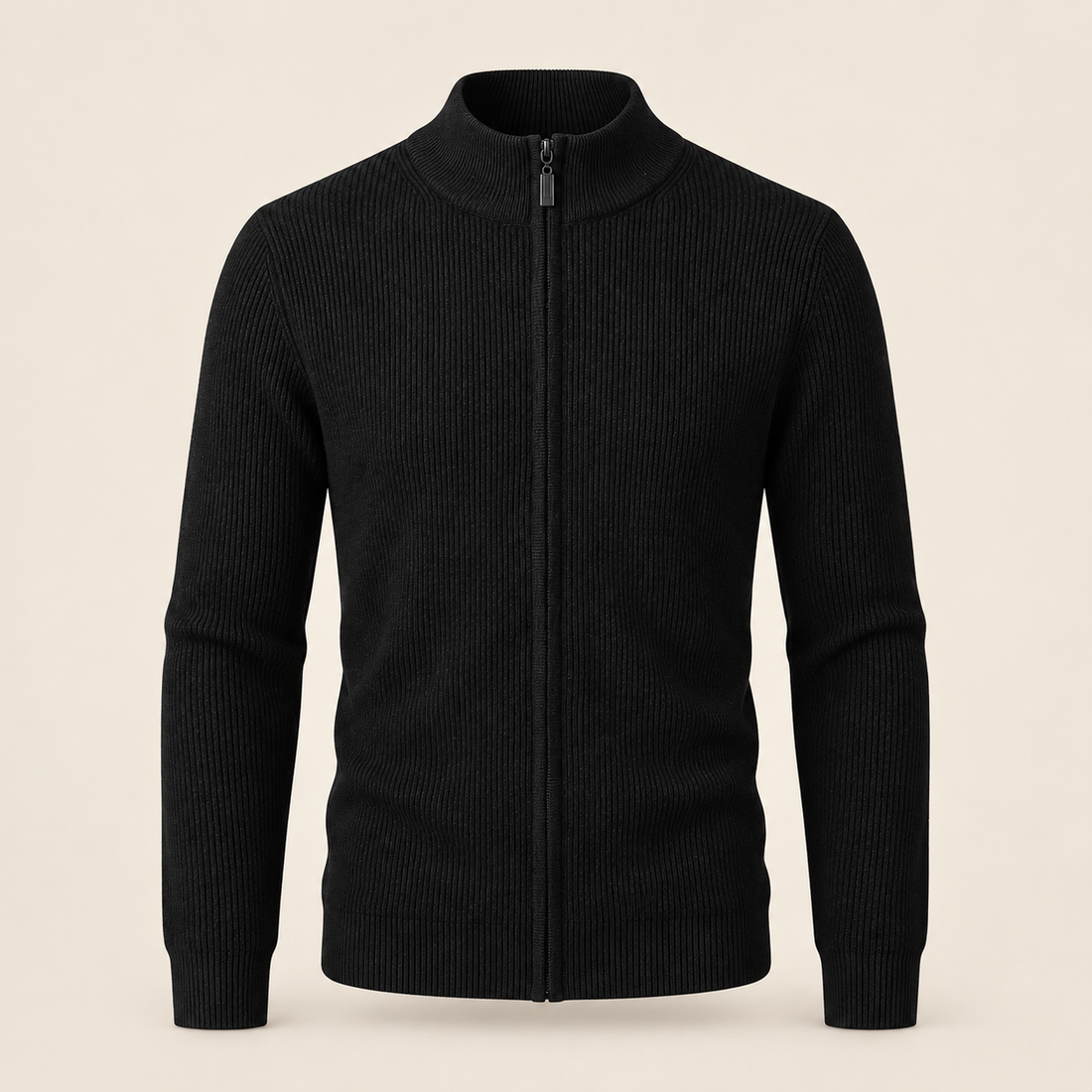 Men's Ribbed Wool Full-Zip Cardigan