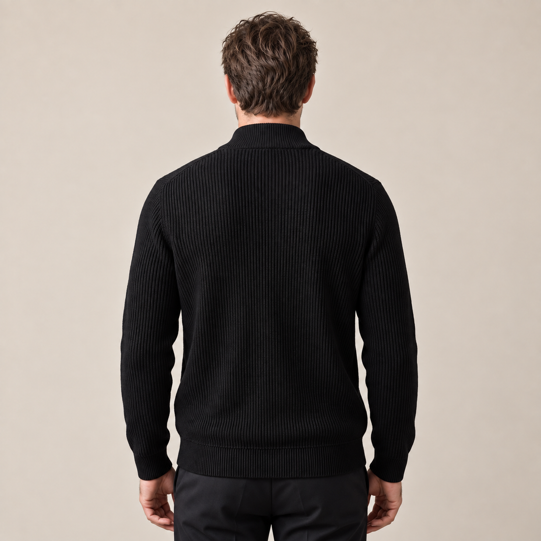 Men's Ribbed Wool Full-Zip Cardigan