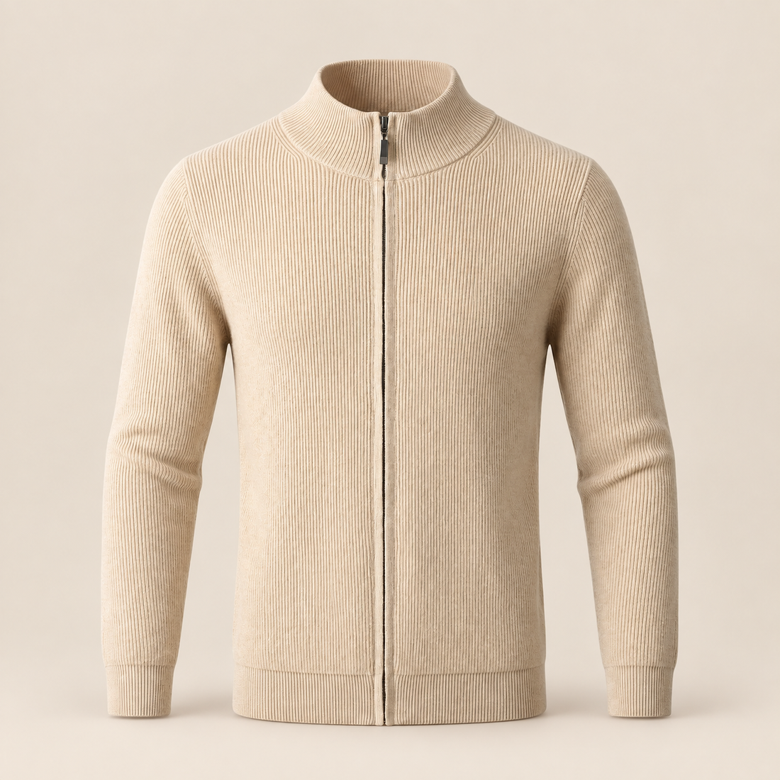 Men's Ribbed Wool Full-Zip Cardigan