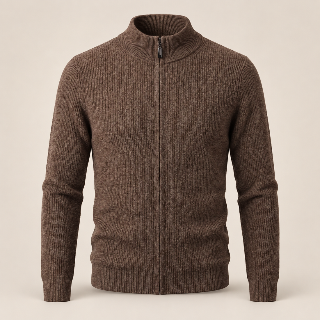 Men's Ribbed Wool Full-Zip Cardigan