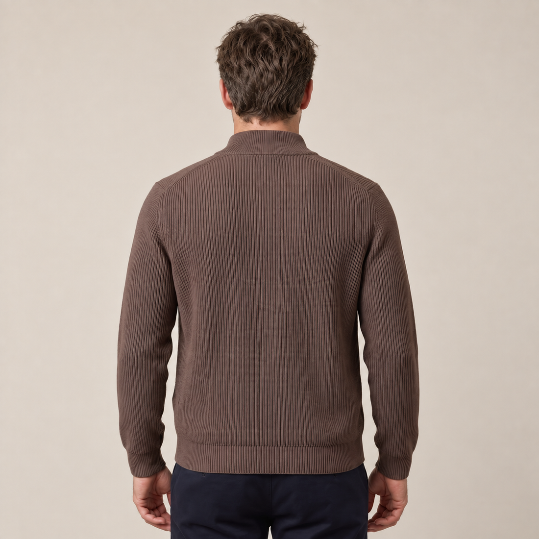 Men's Ribbed Wool Full-Zip Cardigan