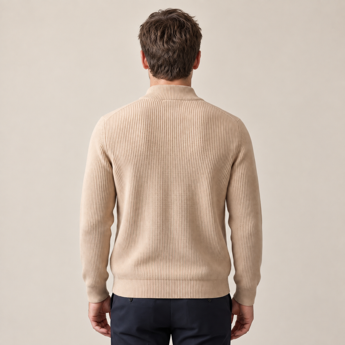 Men's Ribbed Wool Full-Zip Cardigan