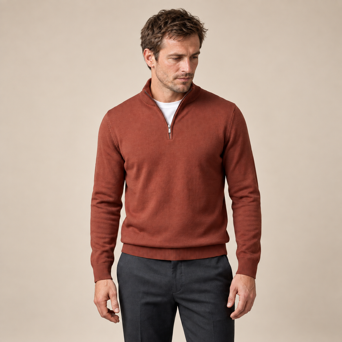 Men's Slim Fit Half-Zip Knit Sweater