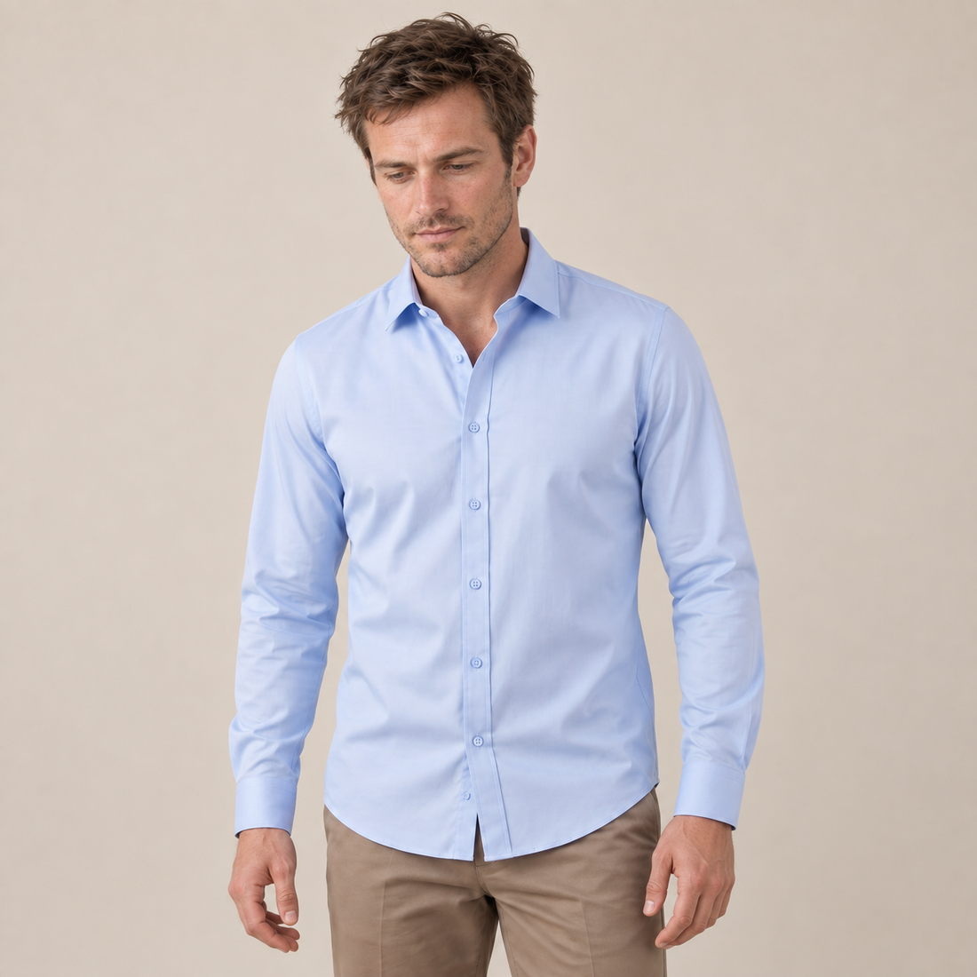 Men's Slim Fit Long-Sleeve Dress Shirt