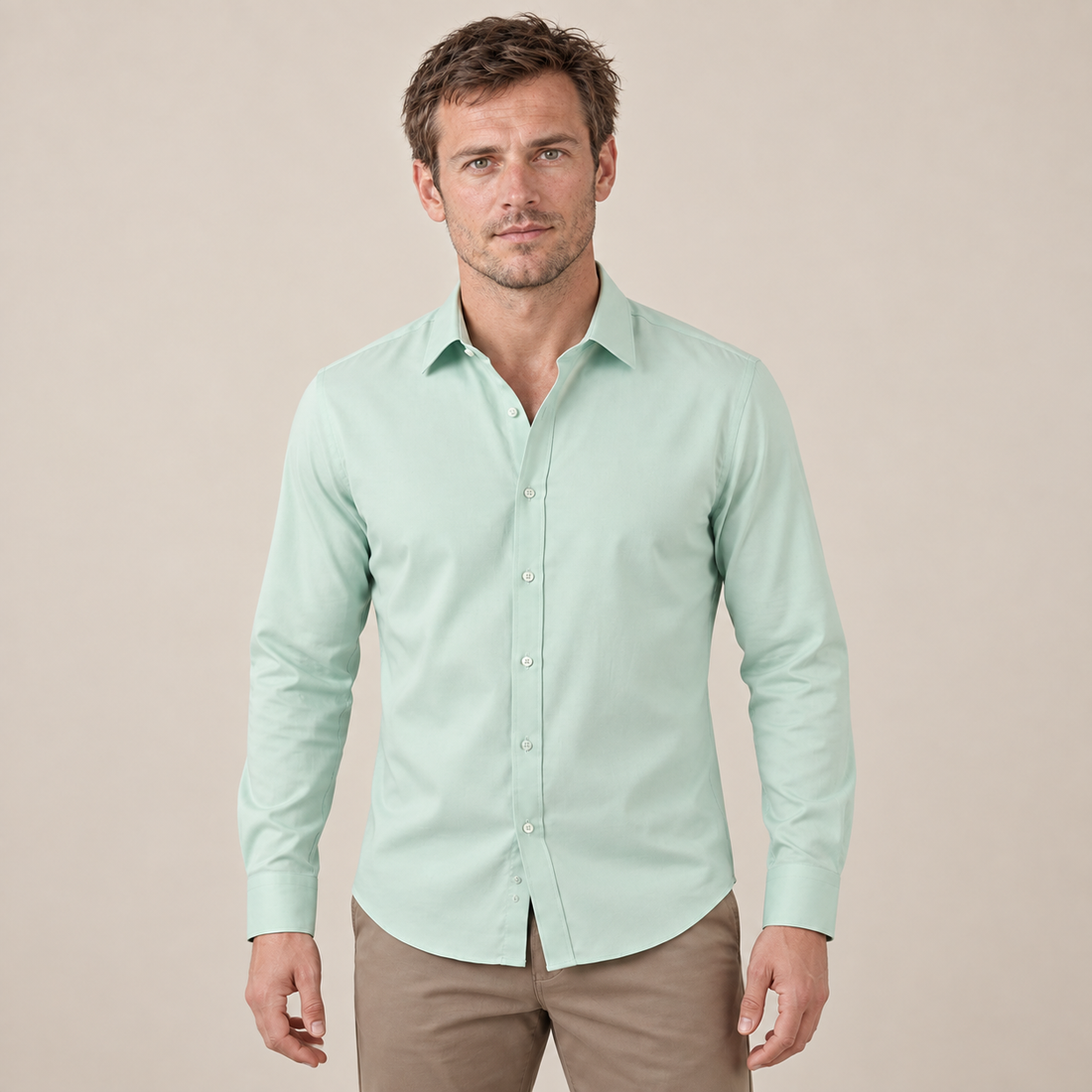 Men's Slim Fit Long-Sleeve Dress Shirt