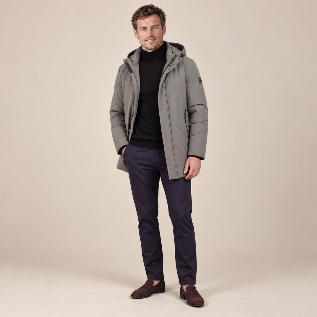 Men's Spring Puffer Jacket with Hood