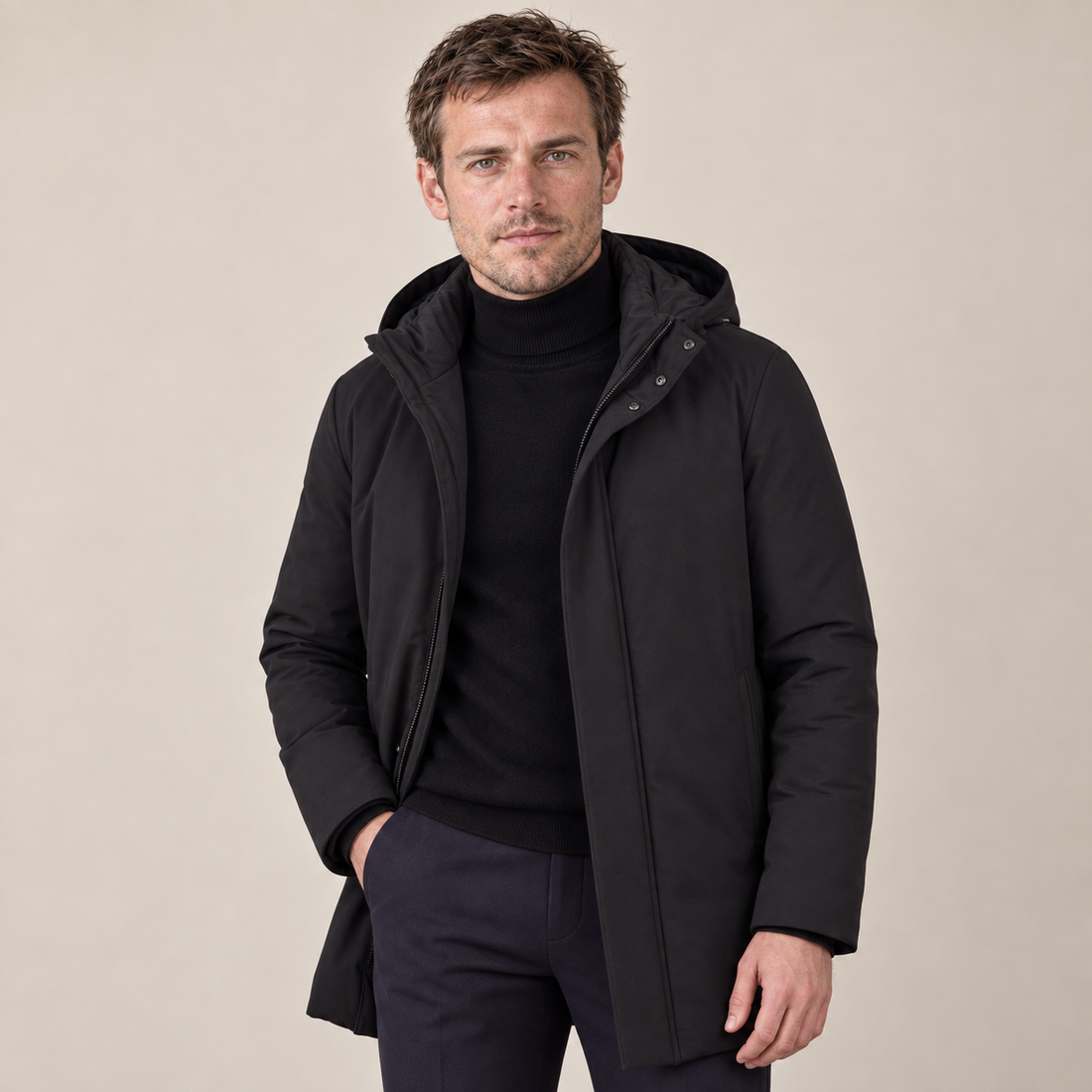 Men's Spring Puffer Jacket with Hood