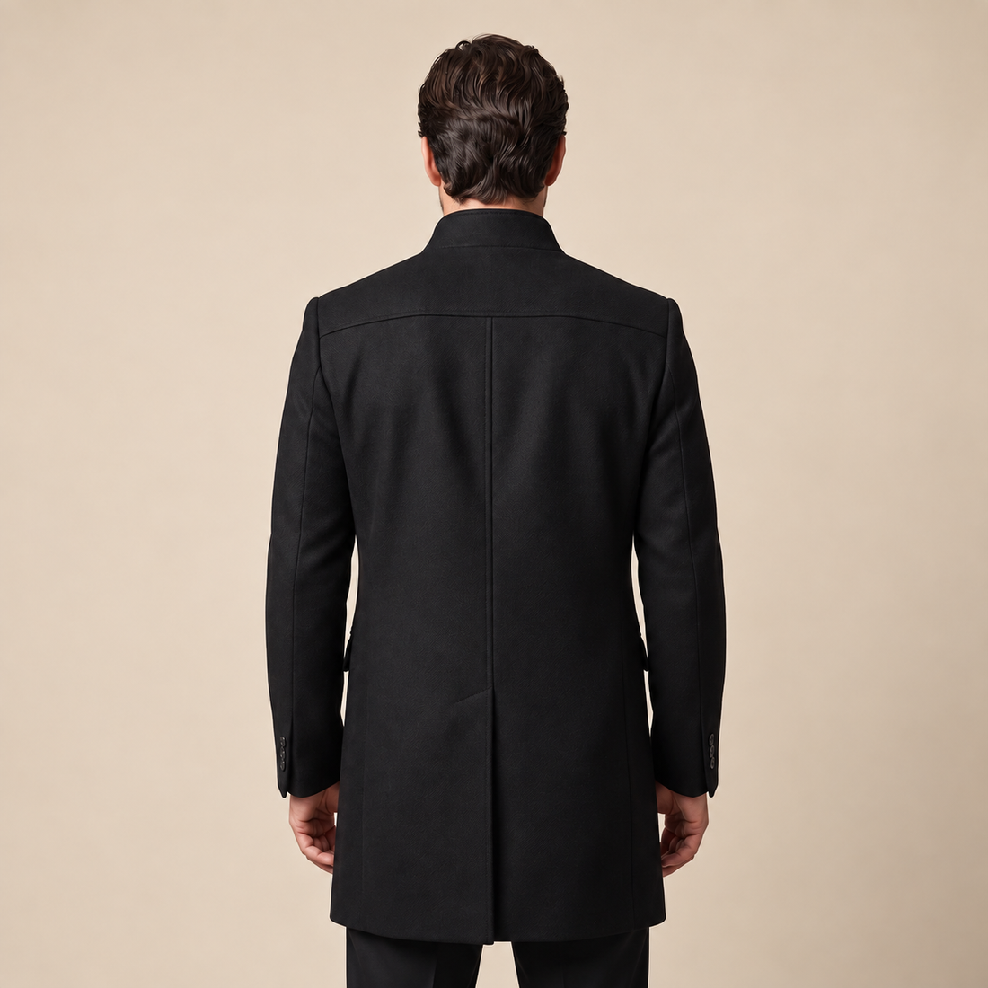 Men's Stand Collar Longline Overcoat
