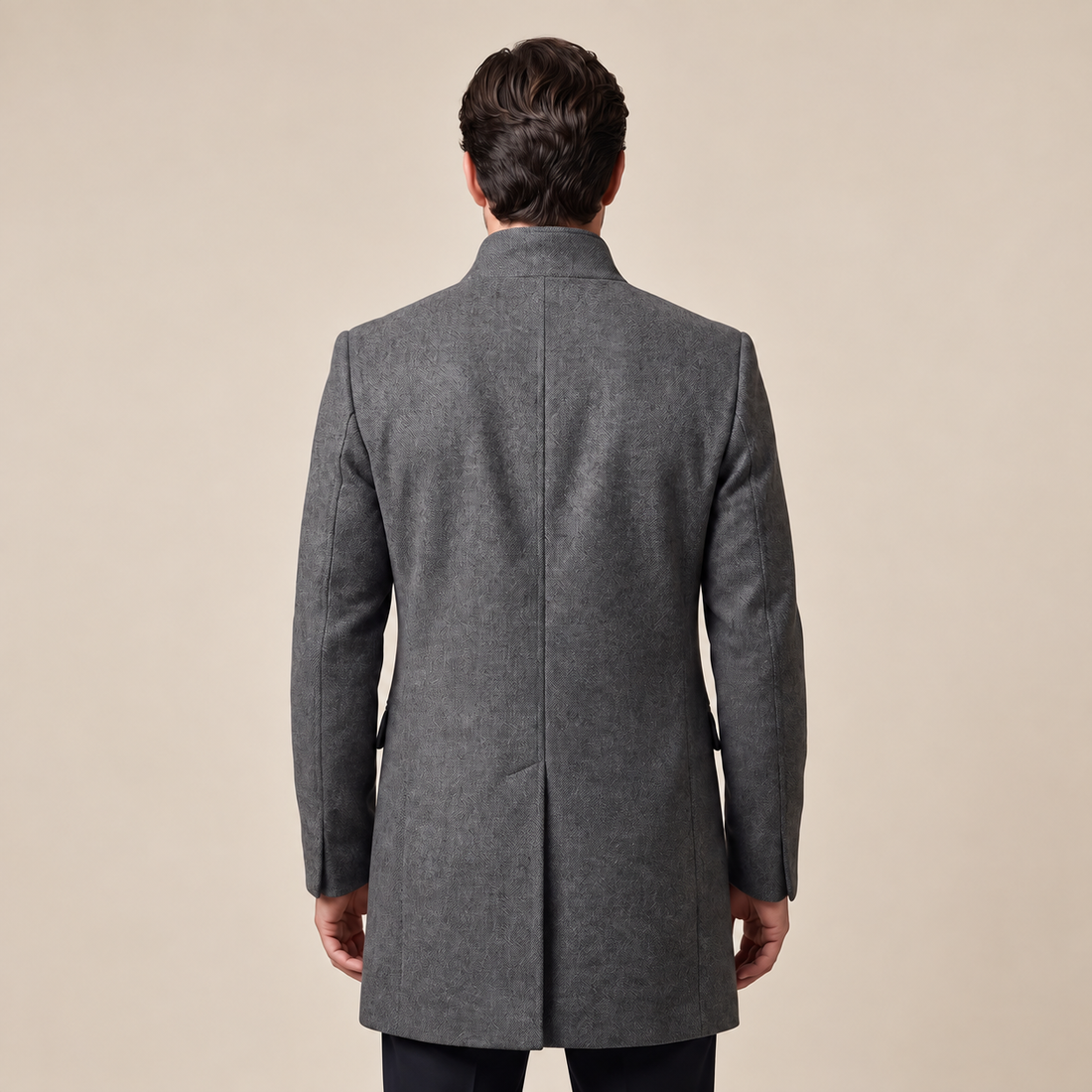 Men's Stand Collar Longline Overcoat