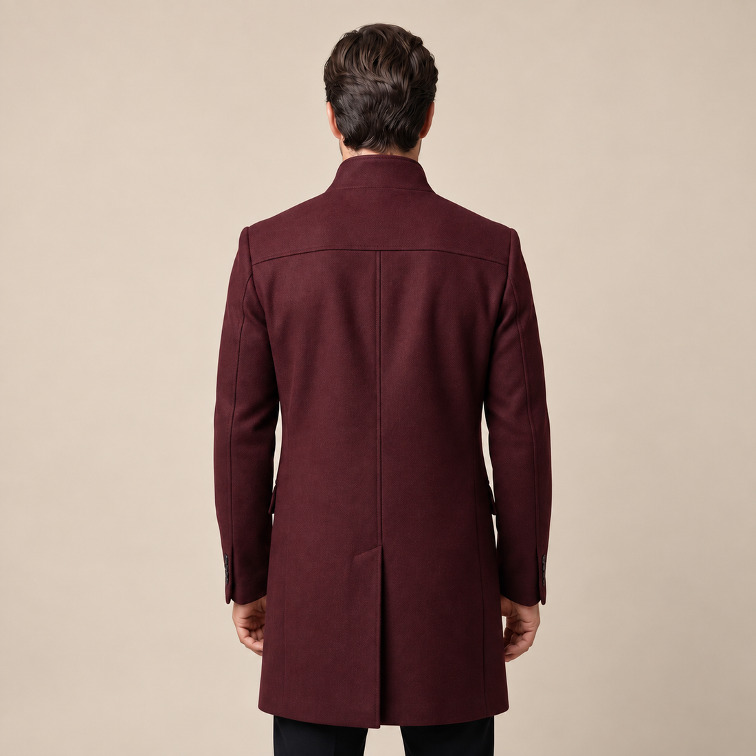 Men's Stand Collar Longline Overcoat