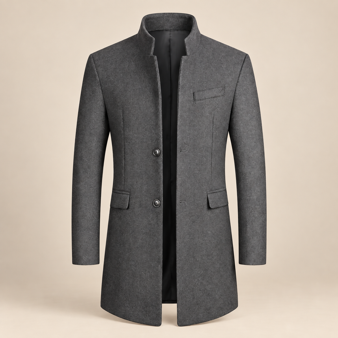 Men's Stand Collar Longline Overcoat