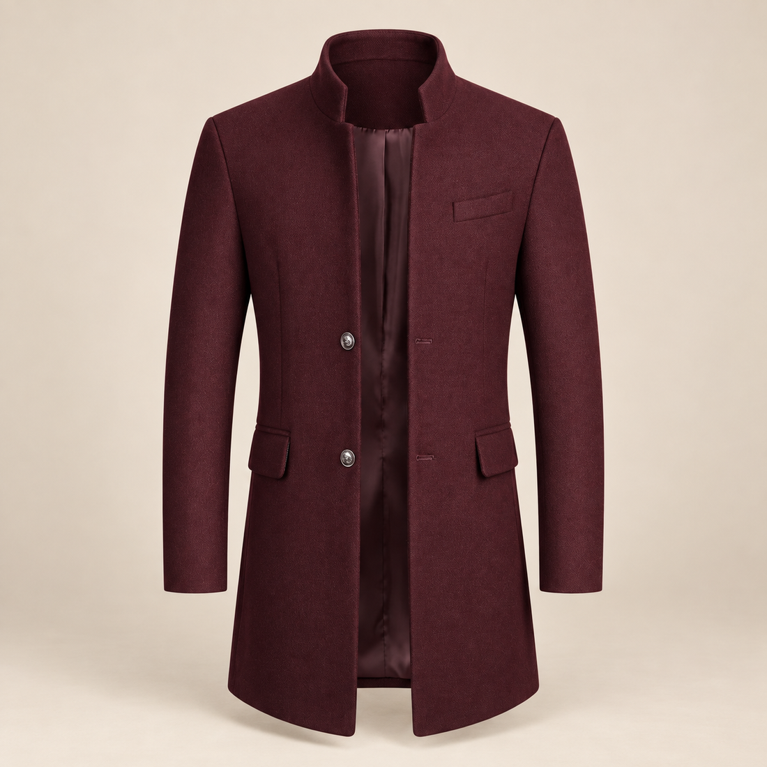 Men's Stand Collar Longline Overcoat