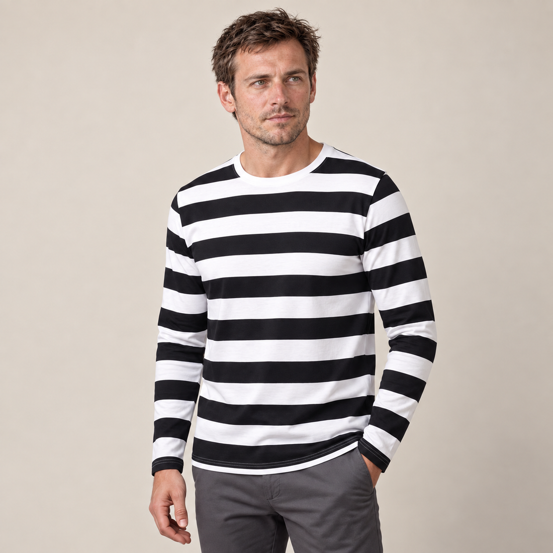Men's Wide Stripe Long Sleeve Top