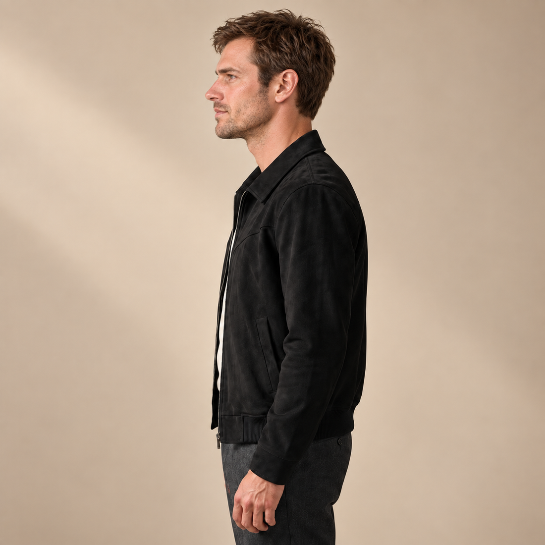 Men's Suede Harrington Bomber Jacket