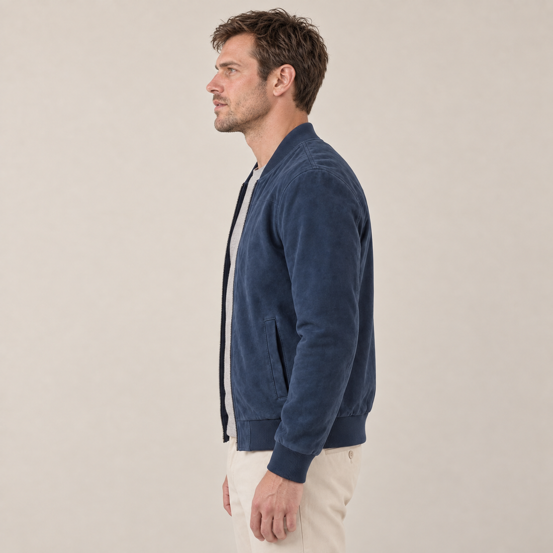 Men's Suede-Touch Bomber Jacket