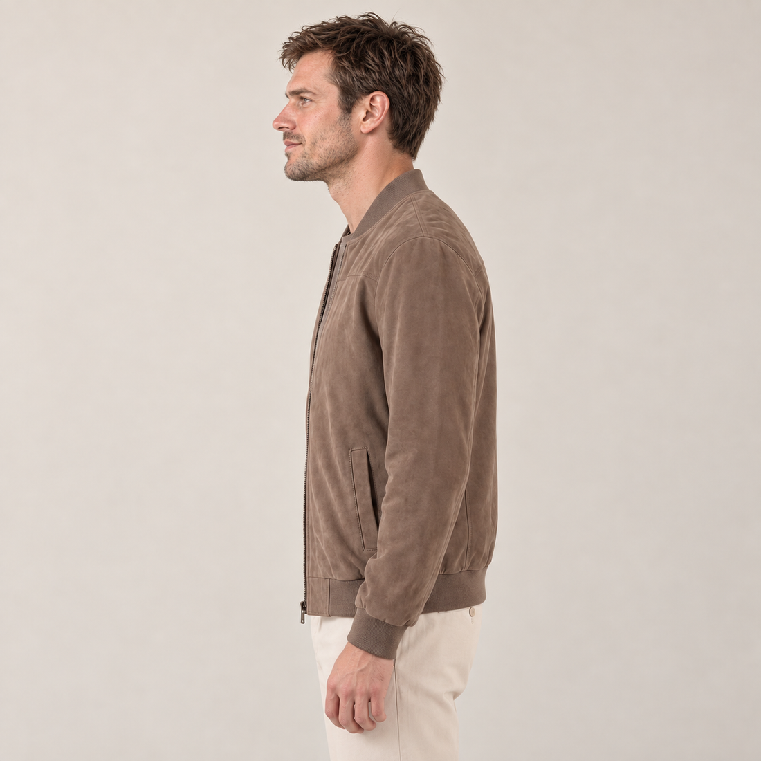 Men's Suede-Touch Bomber Jacket