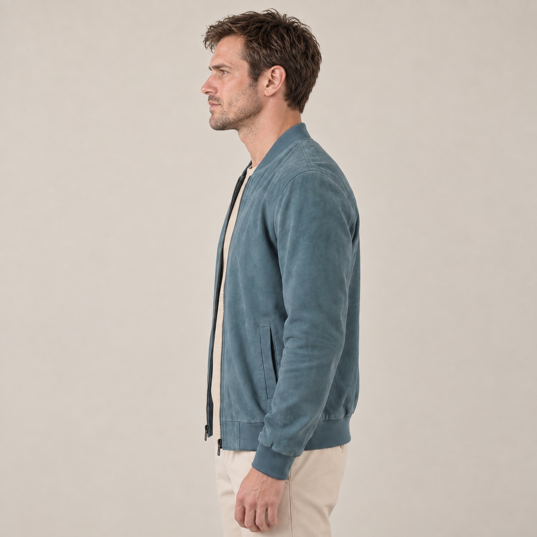 Men's Suede-Touch Bomber Jacket
