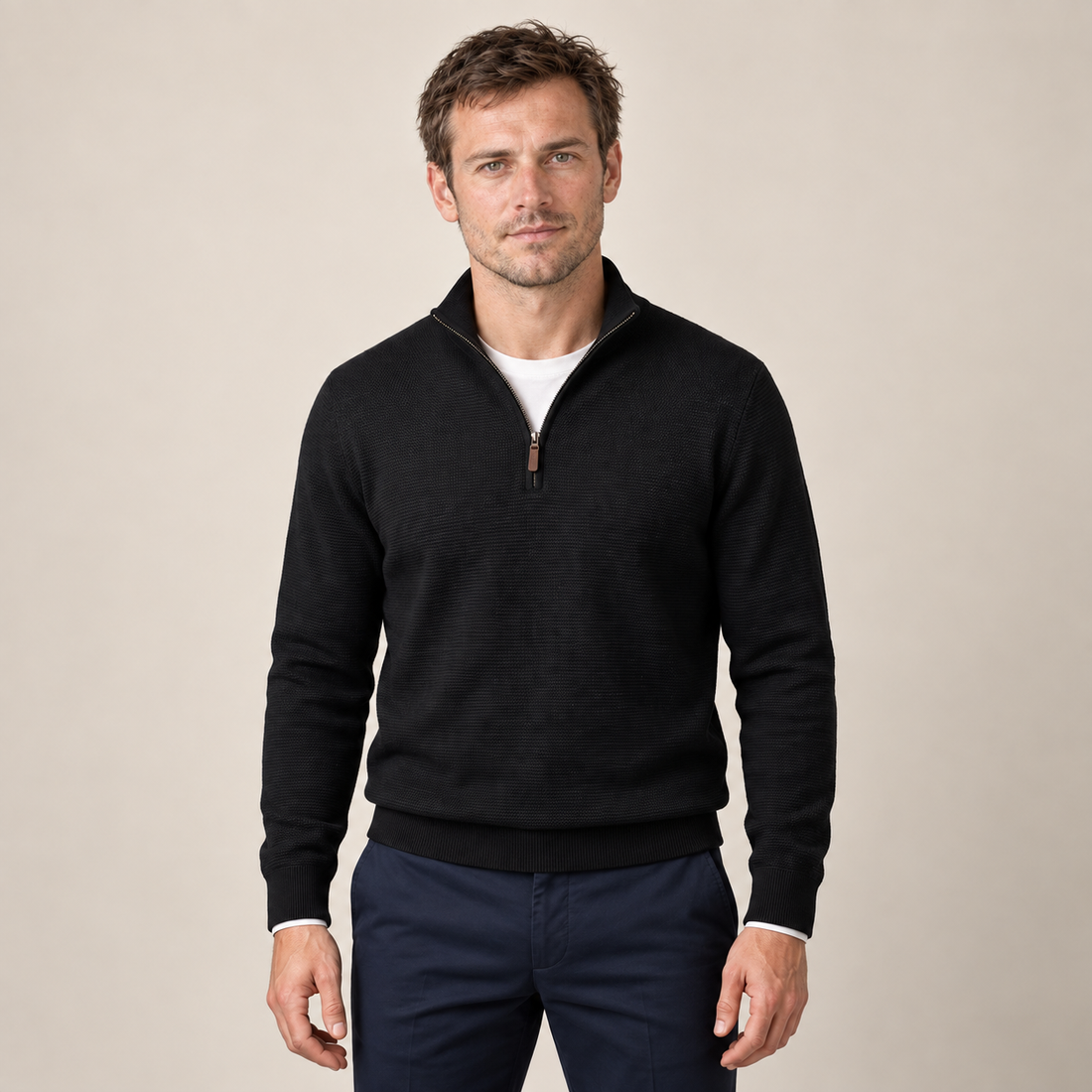 Men's Textured Quarter-Zip Sweater